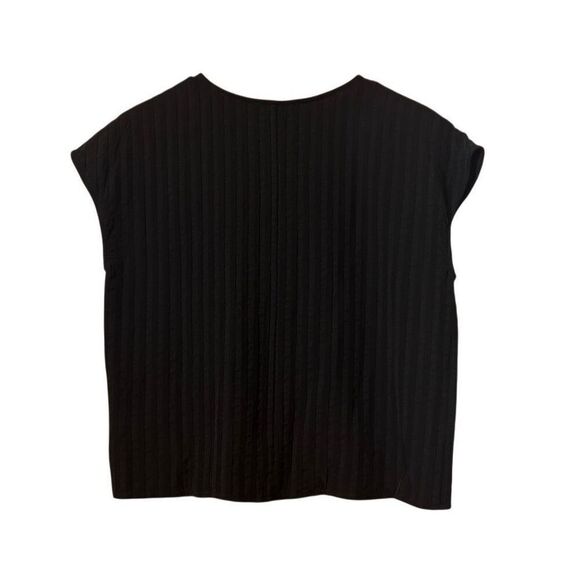 Everlane City Stripe V Neck Top Short Sleeve Pullover Black Shirt oversized - Picture 3 of 16